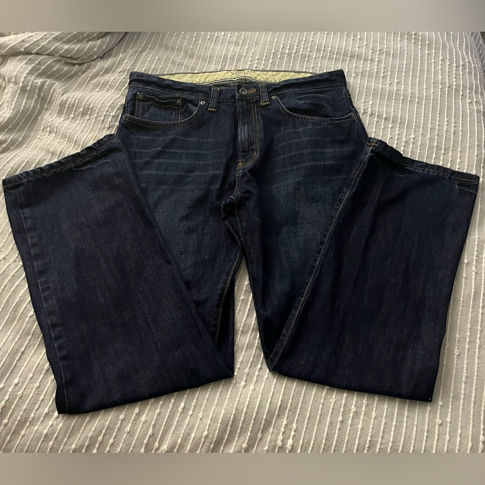 Men's Lands' End Canvas 1963 Blue Jeans Straight Fit 36 x 32